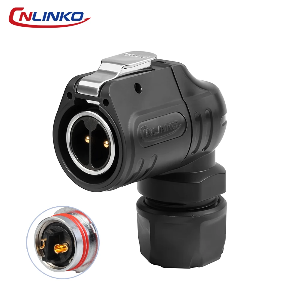 CNLINKO LP20 Waterproof Right Angle Connector Gold-Plated Male/Female Solder Type Panel Mount for Marine Outdoor & Industrial