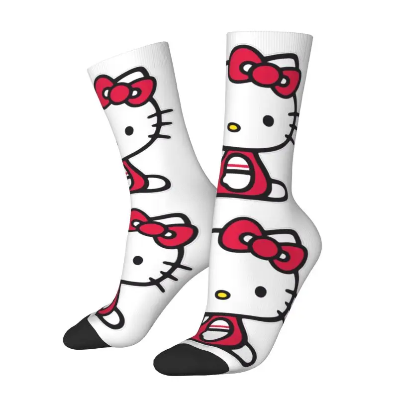 Hello Kitty   Smile Men's Crew Socks Unisex Cute Sanrio Cartoon Spring Summer Autumn Winter Dress Socks