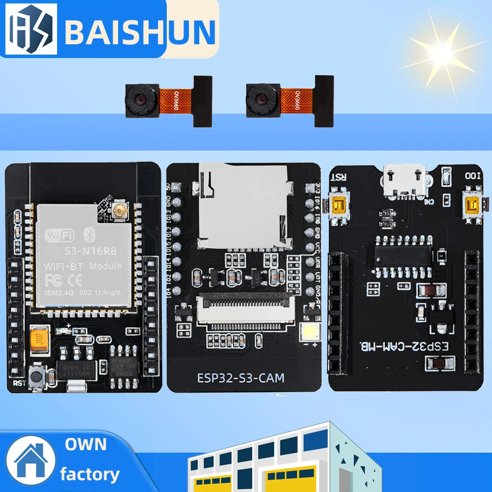 High-Performance ESP32-S3-N16R8 CAM Development Board – WiFi Bluetooth with OV2640/OV3660 Camera for IoT DIY