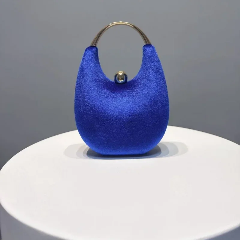 Velvet Sequin Evening Bag for Women Soft Polyester Urban Simple Style Dumpling Lady Wedding  Gown  Banquet Bag