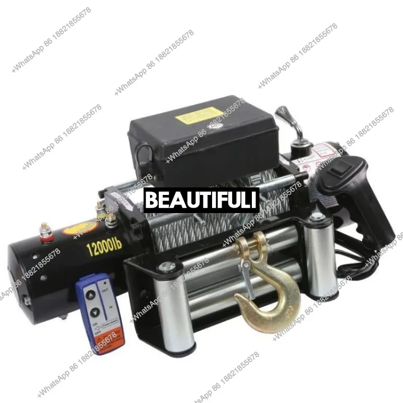 20000lbs Electric Wire Rope Winch for Off-Road Car Self-Rescue 12V DC Motor Steel Winch Rescue De vice Crane 12V/24V