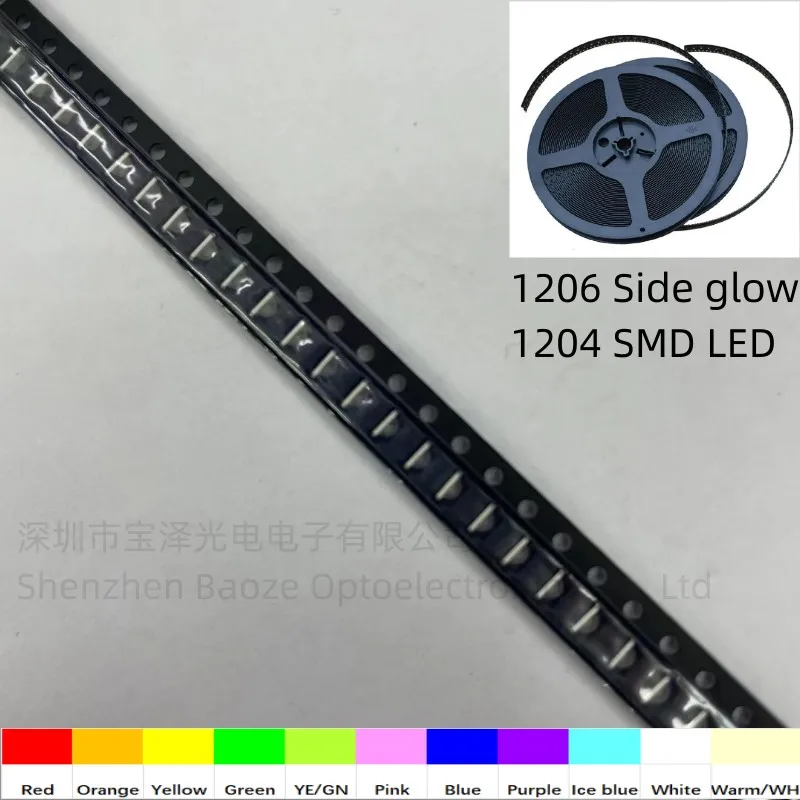 

1204 SMD LED Side-emitting Diode Red Blue Green Yellow White Orange Side Light Emitting 100pcs/lot