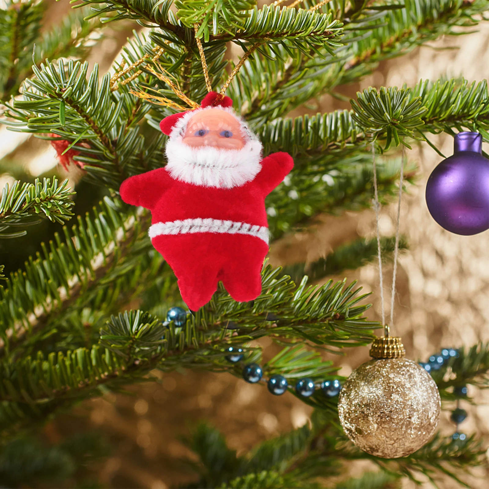 

10Pcs Festive Christmas Tree Hanging Decor Mini Santa Claus Design Ideal for Holiday Party and Home Decoration