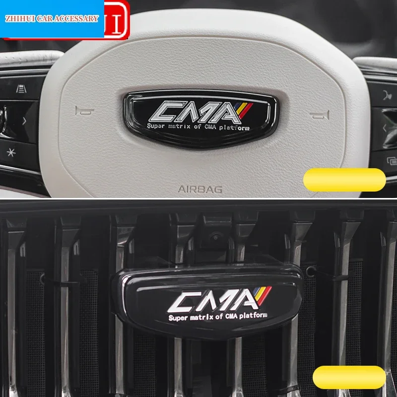 Carro Styling Volante Logo, CMA Grade Frontal Logo Cover, Hub Acessórios Adesivos, Geely Monjaro Xingyue L 2022 2023