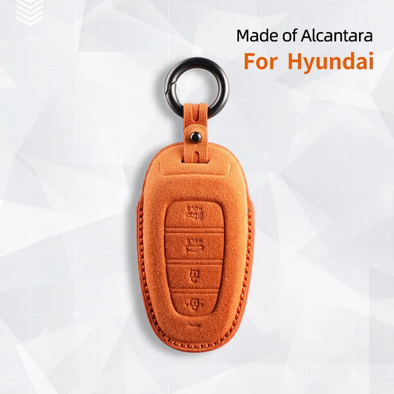 

Suede Car Key Case Cover Shell For Hyundai Grand Santa Fe 3 DM I30 IX35 Ix45 Encino KONA Solaris Azera Grandeur Creta 2 Kona