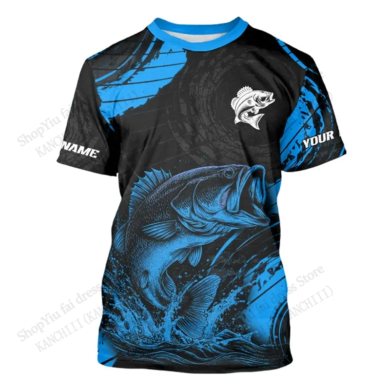New Blue Fishing Camo 3D Print T-shirt Men Women Fashion Casual Oversized Short Sleeve Tops Tees Mens Clothing Outdoor Sports
