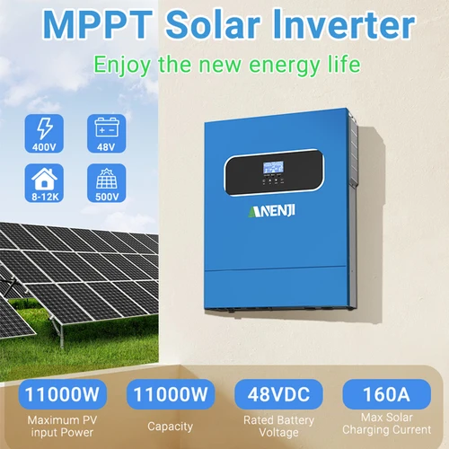 Imagen 2 del producto ANENJI 11KW 48V inversor Solar híbrido incorporado 2 MPPT 160A controladores de carga Solar red de encendido/apagado para 220Vac PV 500V con WIFI