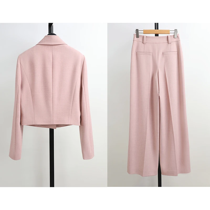 Awei ملابس الخريف العلامة التجارية الجديدة المرأة طويلة Sve دعوى ort Jaet عالية الخصر مستقيم الساق السراويل 2 قطعة مجموعة المهنية ث... #3