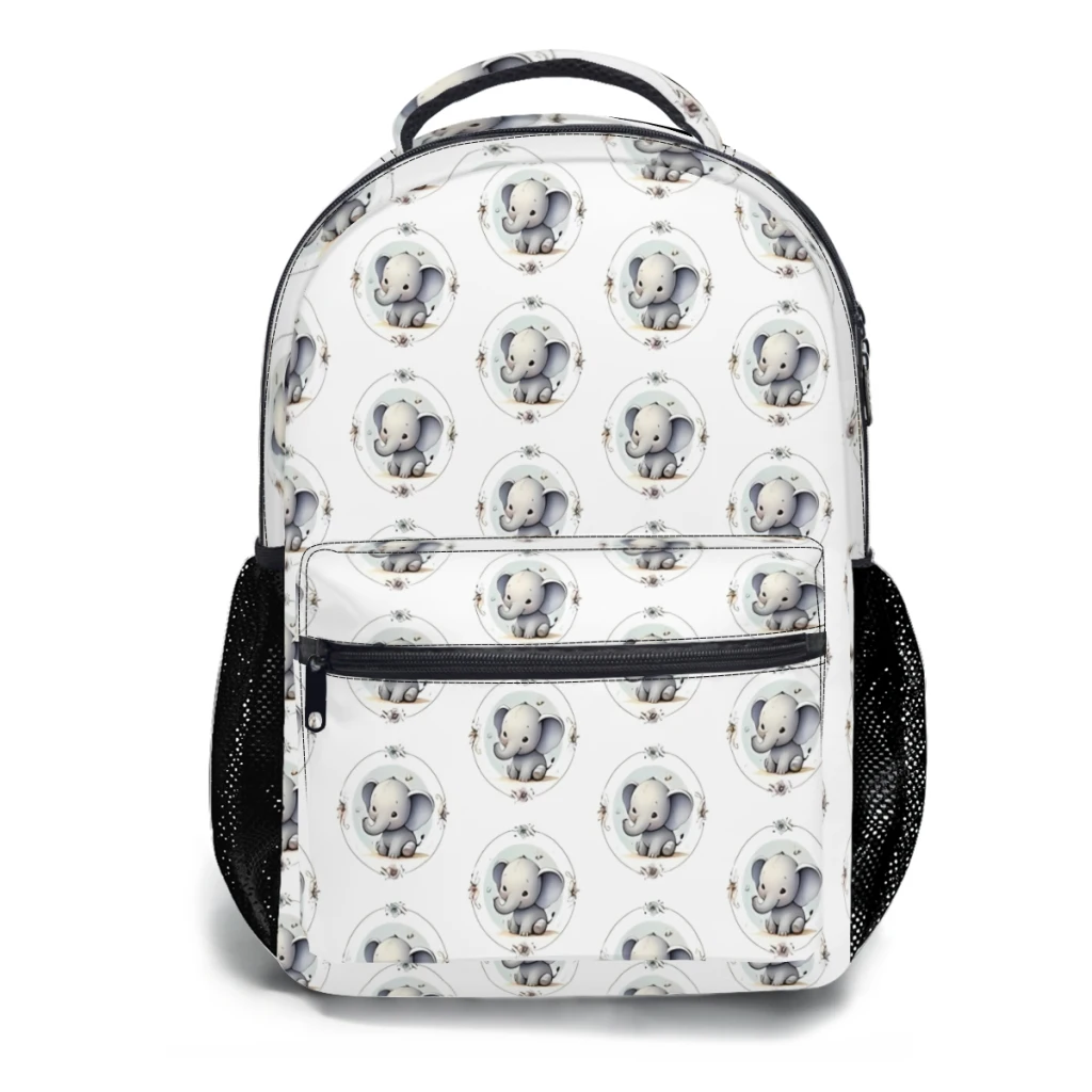 Schattige Baby Olifant Aquarel Bedrukt Lichtgewicht Casual Jeugd Rugzak Schooltas 17Inch