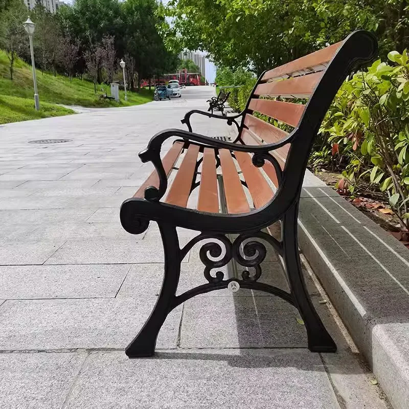 Park Chair Outdoor Bench Leisure Cast Iron Backrest Seat Plastic Anti-corrosion Wood Bench Outdoor Courtyard Outdoor Chair