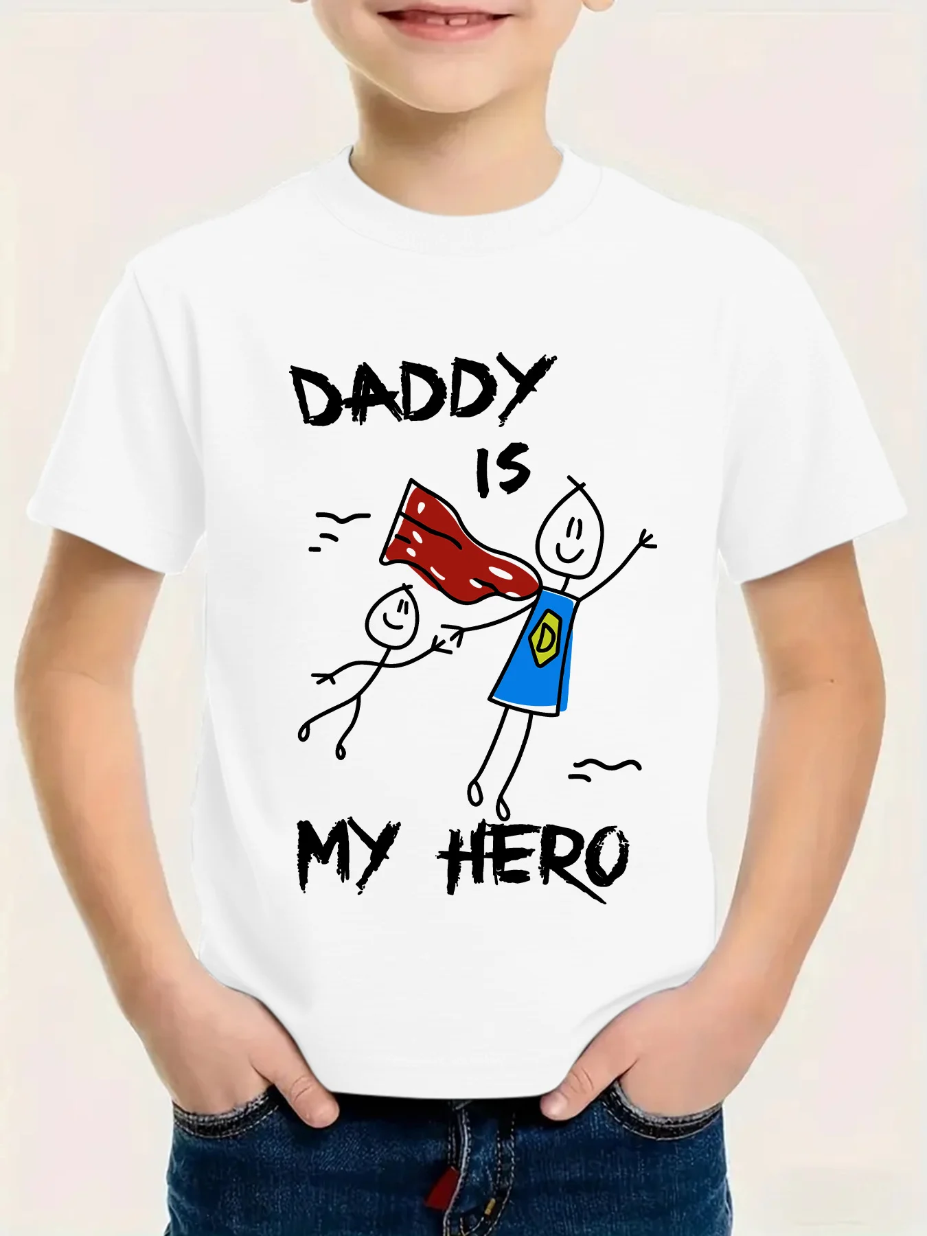 2026 New Family Daddy Is My Hero Matching Cotton Tee Parent Boy Girl Soft Summer Crew Neck Short Sleeve Top for Family Fans