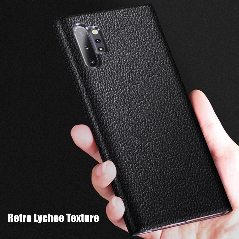 Retro Lychee Leather Cover For Samsung Galaxy Note 10 Plus Note10+ Window View Free-flip Smart Chip Phone Case For Note 20 Ultra