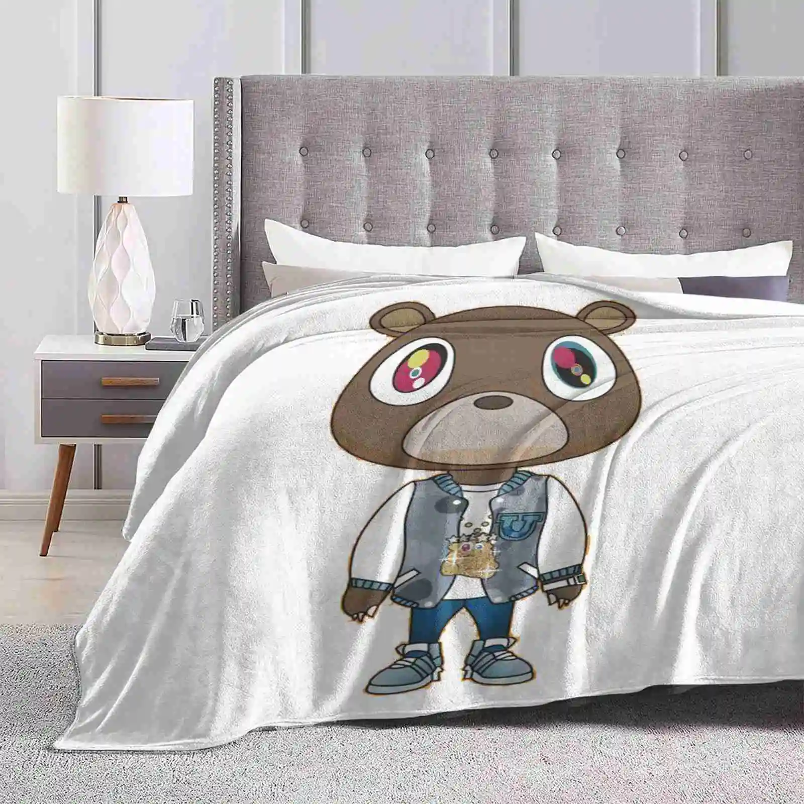 Kanyewest Style Four Seasons Comfortable Warm Soft Throw Blanket Trends Style Graduation Ghost Kanyewest Bear Hiphop Rap