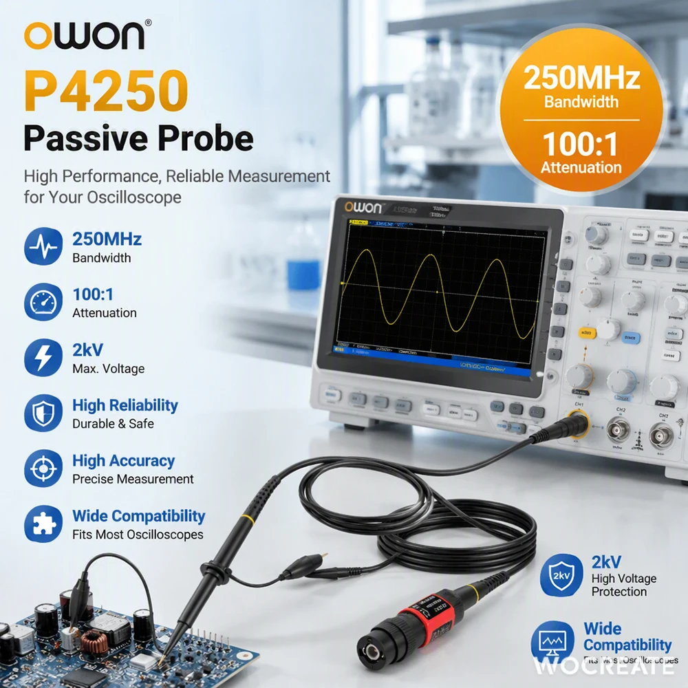 OWON P4100 Oscilloscope Probe 100x 100MHz 2000V High Voltage Passive Probe 100:1 BNC Scope Probe for OWON Rigol Atten Siglent
