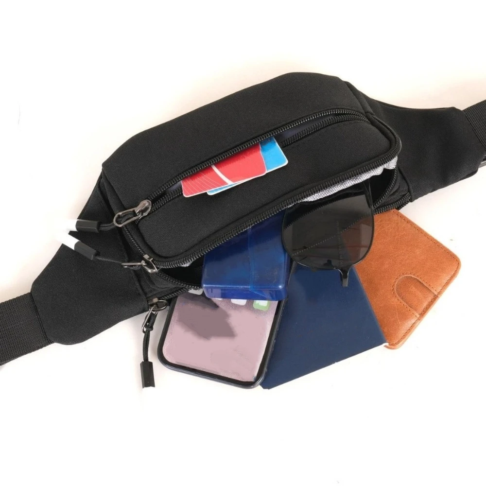 กระเป๋าคาดอกคาดลำตัวสไตล์สปอร์ตอเนกประสงค์ ทนทานต่อการสึกหรอ สำหรับผู้ชาย ใส่โทรศัพท์ได้ สีดำ สีน้ำเงิน พร้อมสายคาดเอวสำหรับวิ่ง