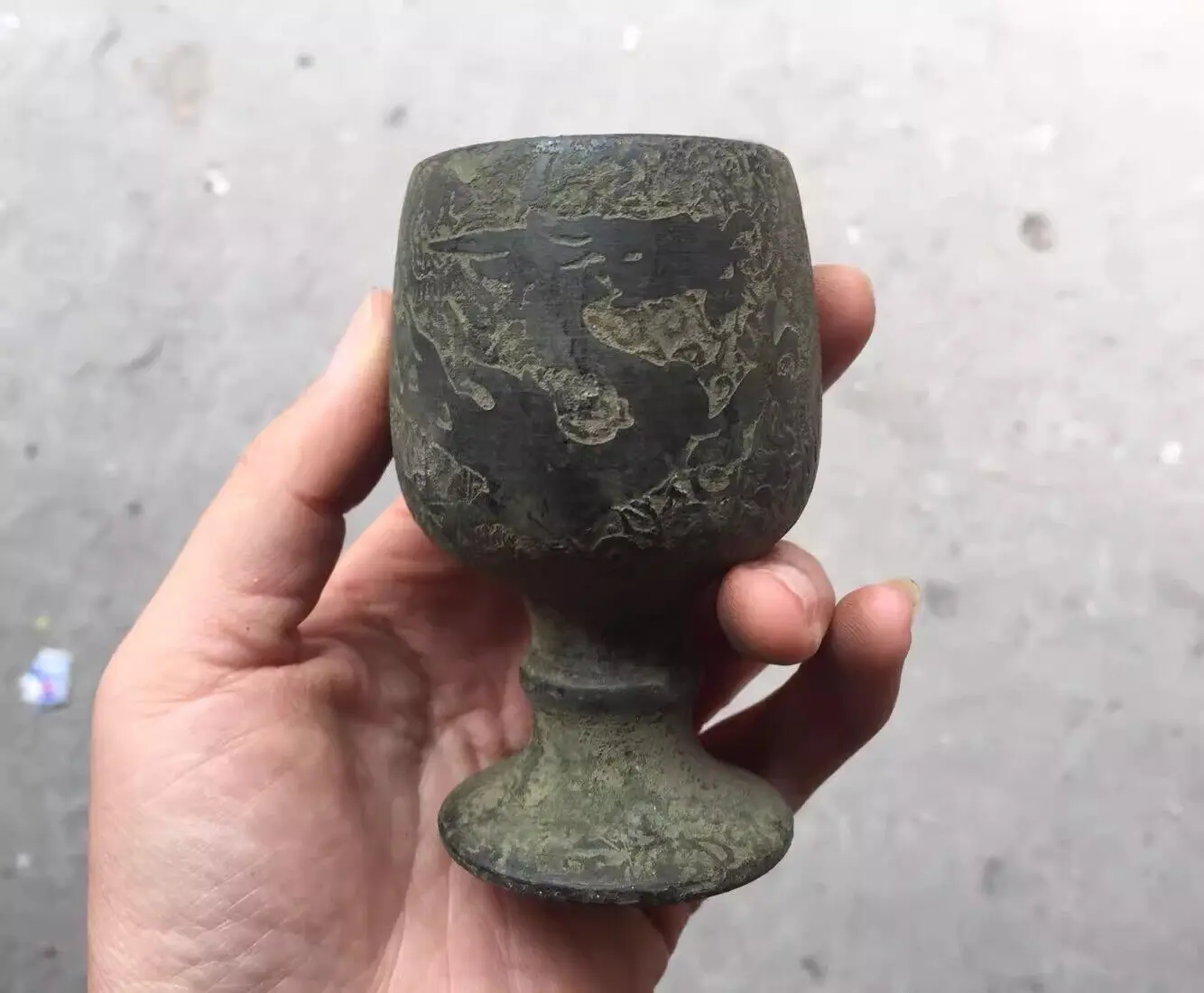 Chinese  FOLK ART Collection Old Jade relief pattern dragon pattern Jade cup  cup