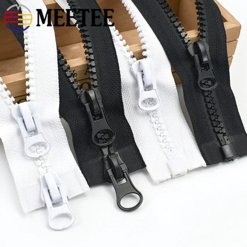 1Pc 60-300cm 5# 8# Resin Zipper for Jackets Double Slider Zips Black White Open-End Zippers Clothes Sewing DIY Repair Accessory