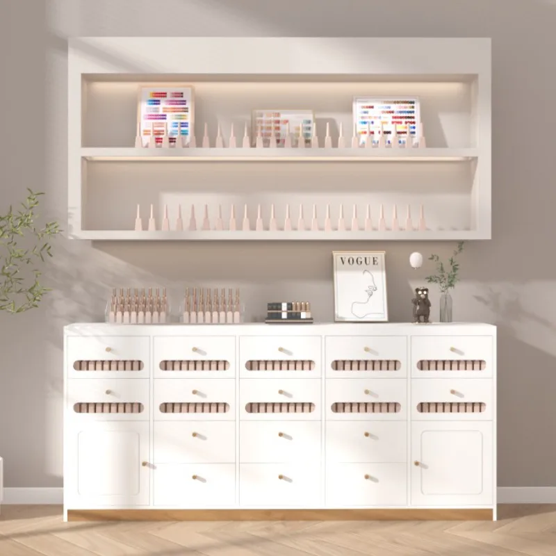 Heavy Duty Wood Nail Polish Display Cabinet Supermarket Rack Storage Drawers-Pre-Assembled Nail Salon Jewelry Display