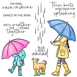Mangocraft Women Girl & Umbrella Rainy Day Cutting Dies Clear Stamp DIY Scrapbooking Metal Dies Silicone Stamp For Cards Albums