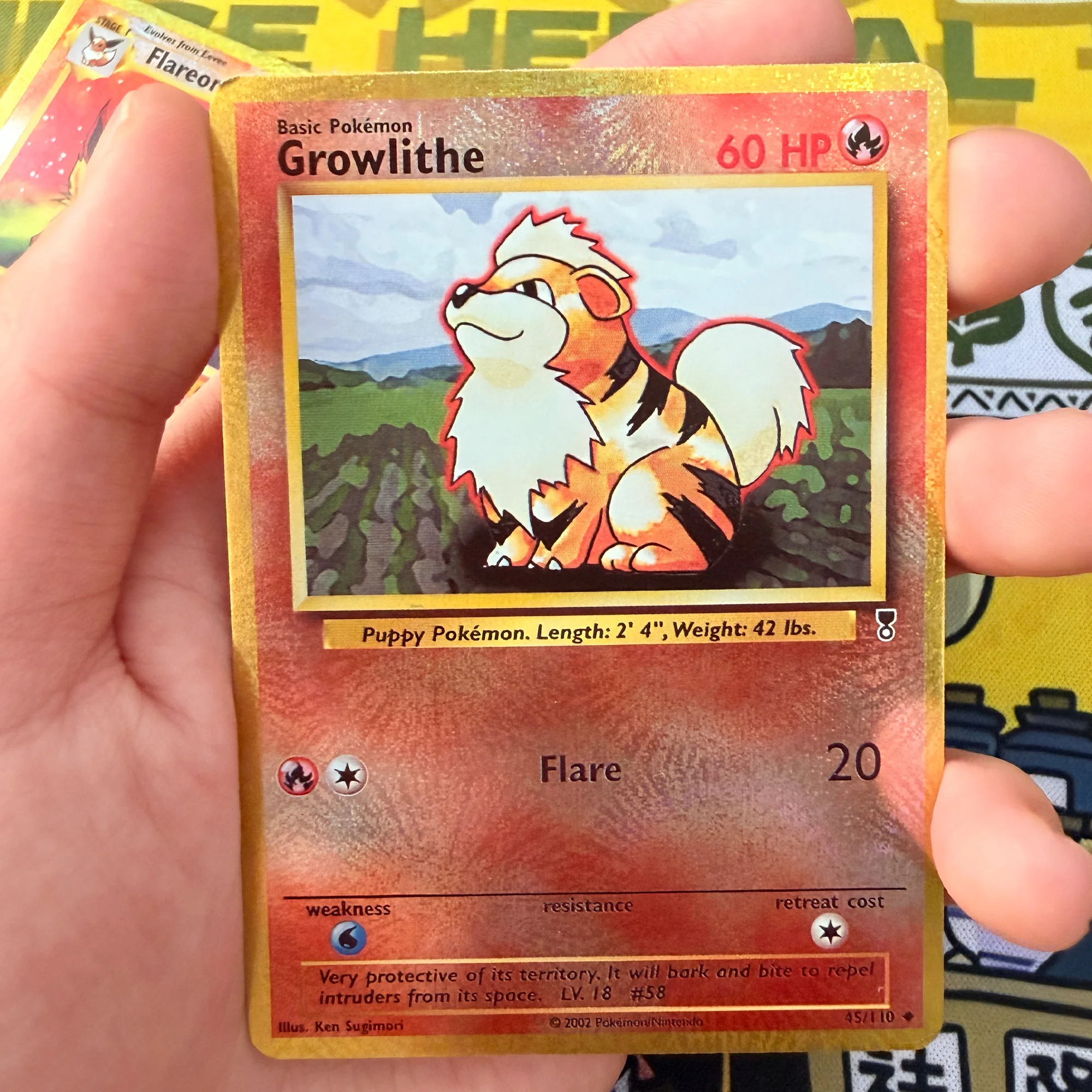 2 ピース/セット Diy Ptcg 火災タイプ Flareon コレクションカード屈折カラーフラッシュ限定職人技 Ptcg Growlithe アニメカードギフト
