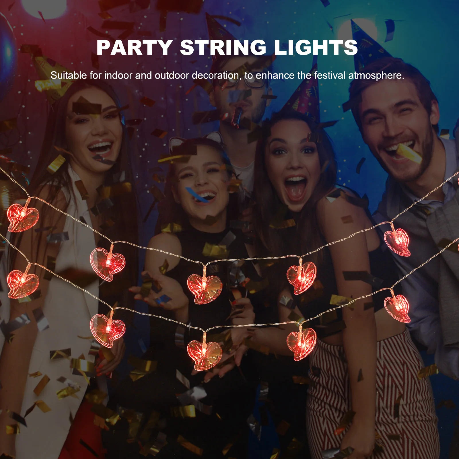 

1Set Heart Shape LED String Lights Valentine's Day Hanging Romantic Party Decoration Indoor Outdoor Festival Lighting