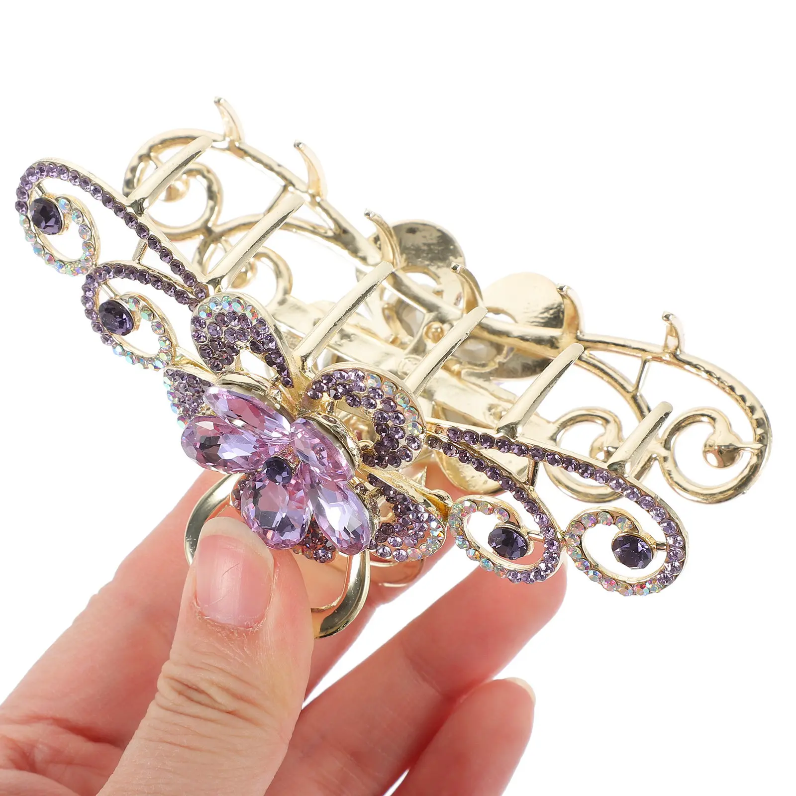 

Большая заколка-краб для волос со стразами, декоративная, прочная, многофункциональная, для женщин, милые заколки-крабы