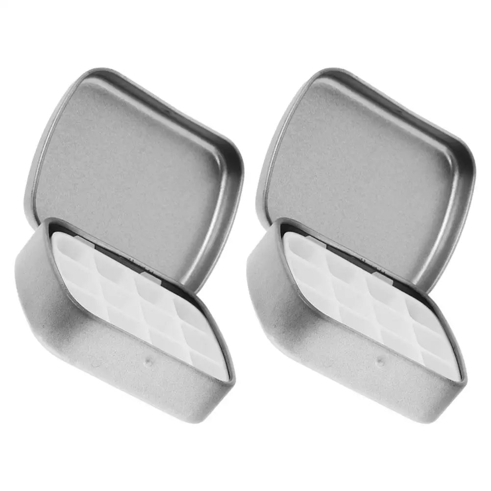 

2 Pcs Nail Storage Box Mini Watercolor Palette Metal Stainless Steel Travel Kit Portable Paint Tin ganizer