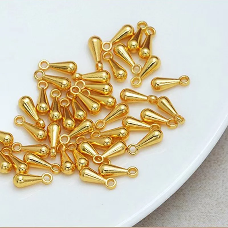 

200Pcs/Lot Gold Color Water Drop Pendant End Beads 2*7/3*9mm For Tail Extender Chain DIY Jewelry Making Findings Accessories