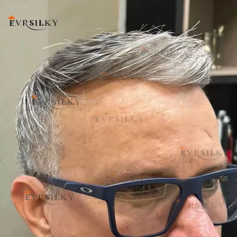 

1B80 1B20 Grey Black 100% Human Hair Undetectable Durable Dark Brown #2 Man Wig Natural Hairline HD Poly Full Skin PU ProsthesIs