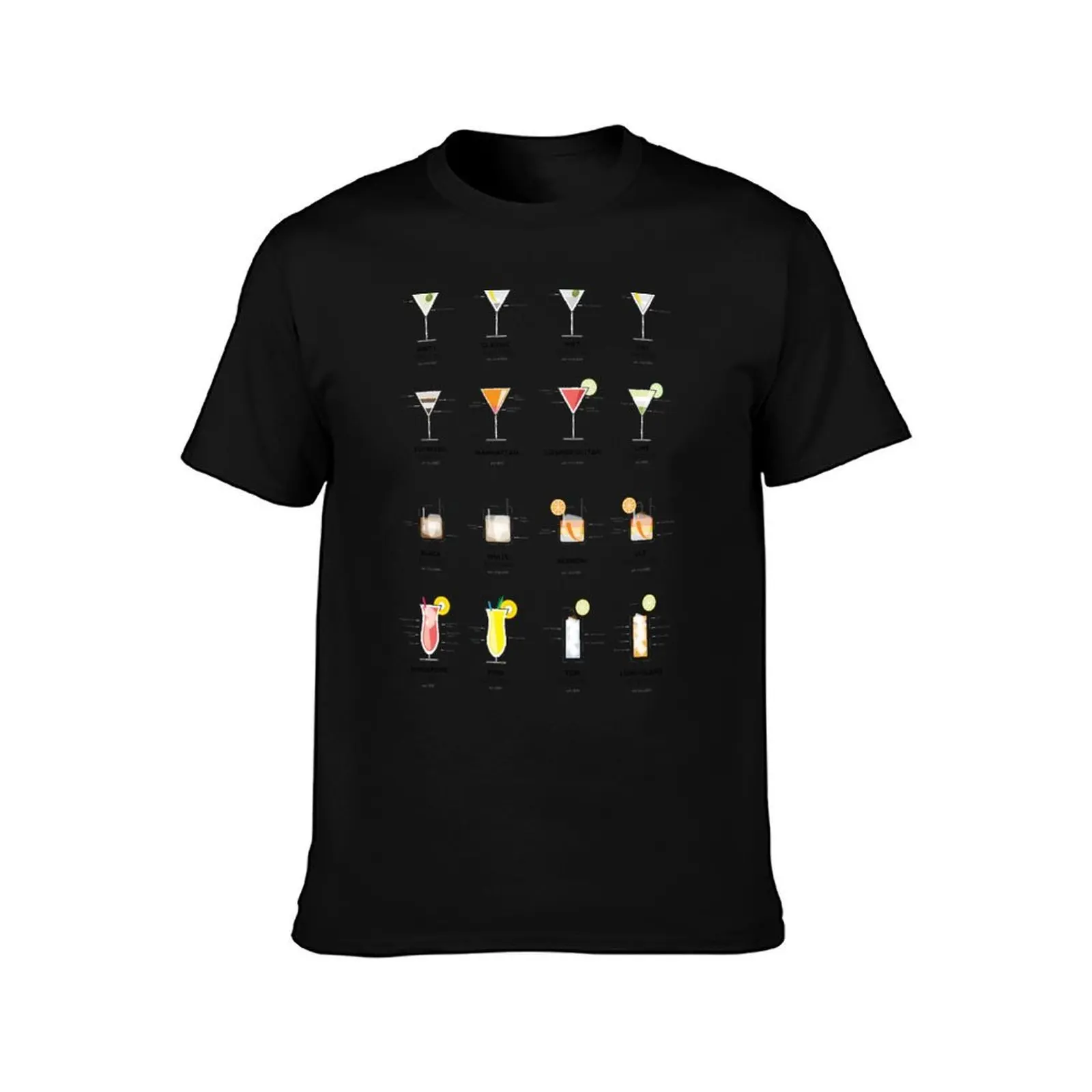 Cocktails T-Shirt, Summer Casual Cotton Tee, Oversized Streetwear Tops, Vintage Graphic Print, Loose Fit Short Sleeve