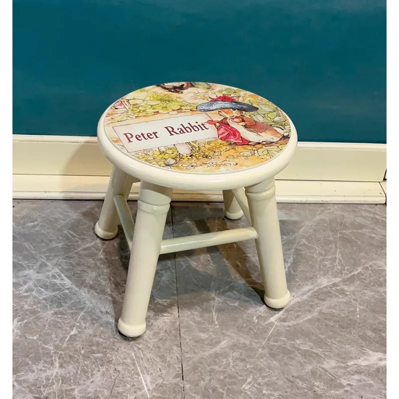 European-style small round stool fashionable and creative low board seat stool household living room solid log adult door shoe c