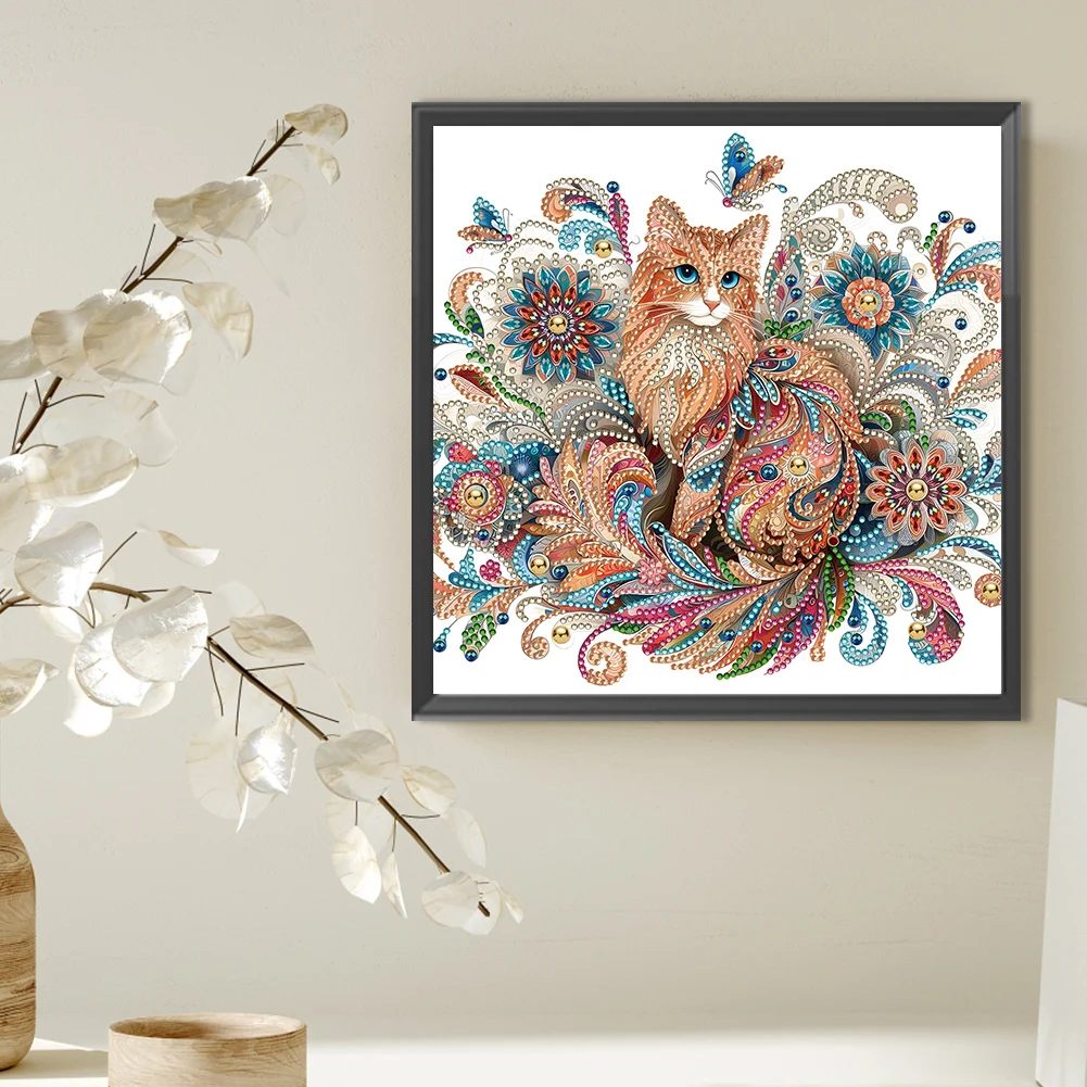 5D DIY جزئية على شكل الحفر الماس طقم الطلاء القط الديكور 30x30cm #3