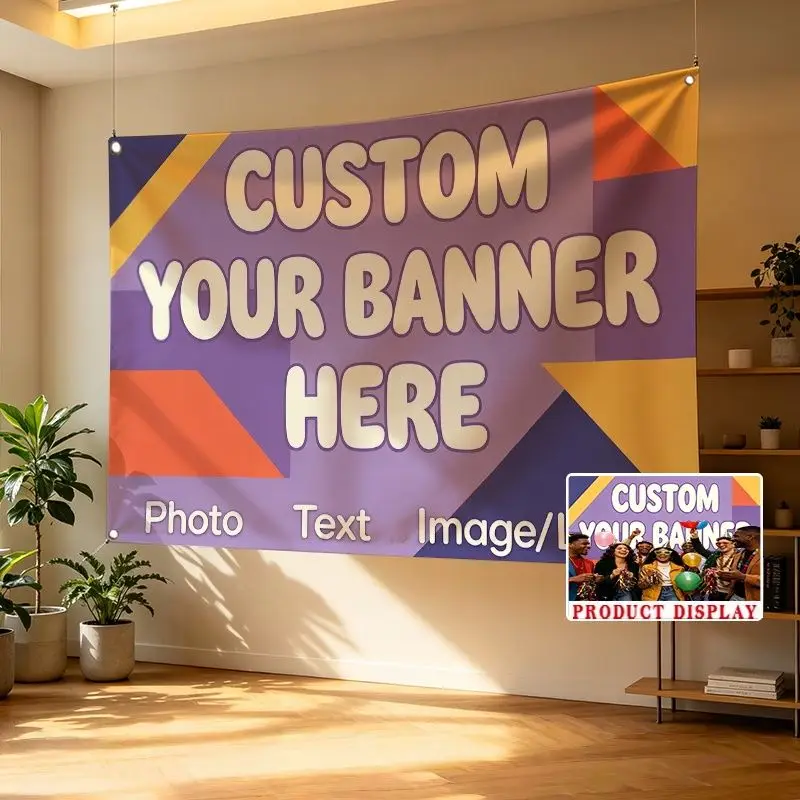 Custom Banner Flags Suitable For Courtyard Decoration Memorial Photo Indoor And Outdoor Party Commercial Advertising Promotion