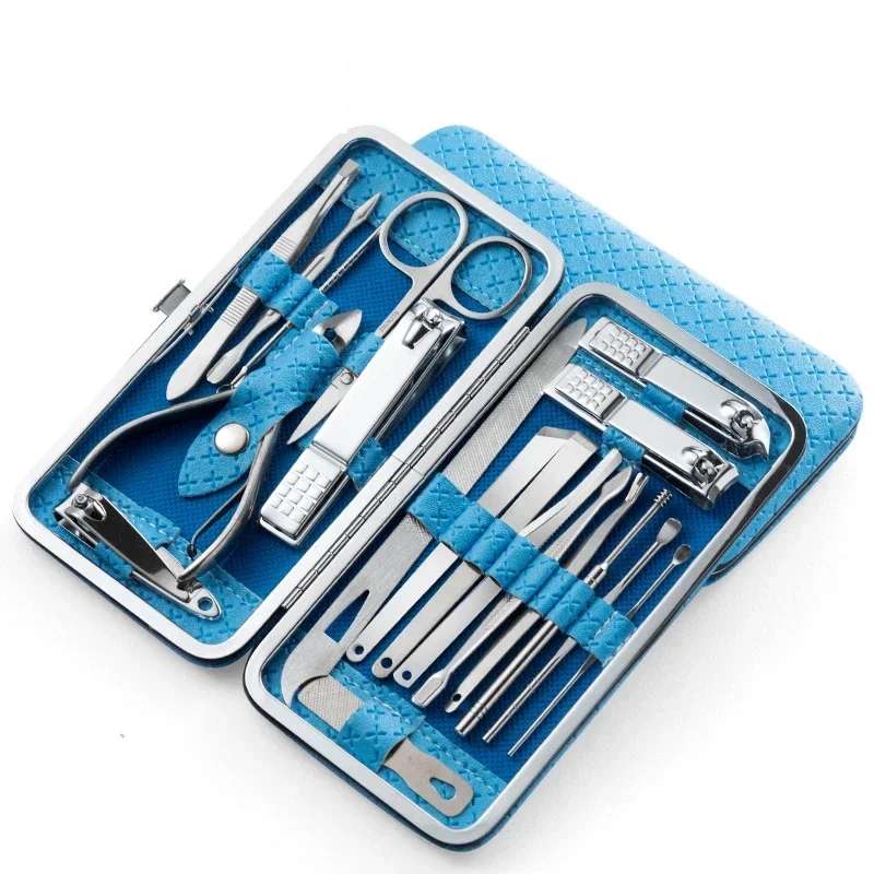 19pcs/set Nail Clippers Professional Pedicure Kit Stainless Steel Manicure Nail Cutter Set Household Nail Cuticle Scissors