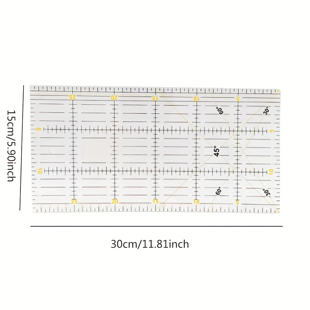 1pc Acrylic Sewing Patchwork Ruler Cutting Ruler Two-Color Long Square Ruler Hollow Ruler Pvc