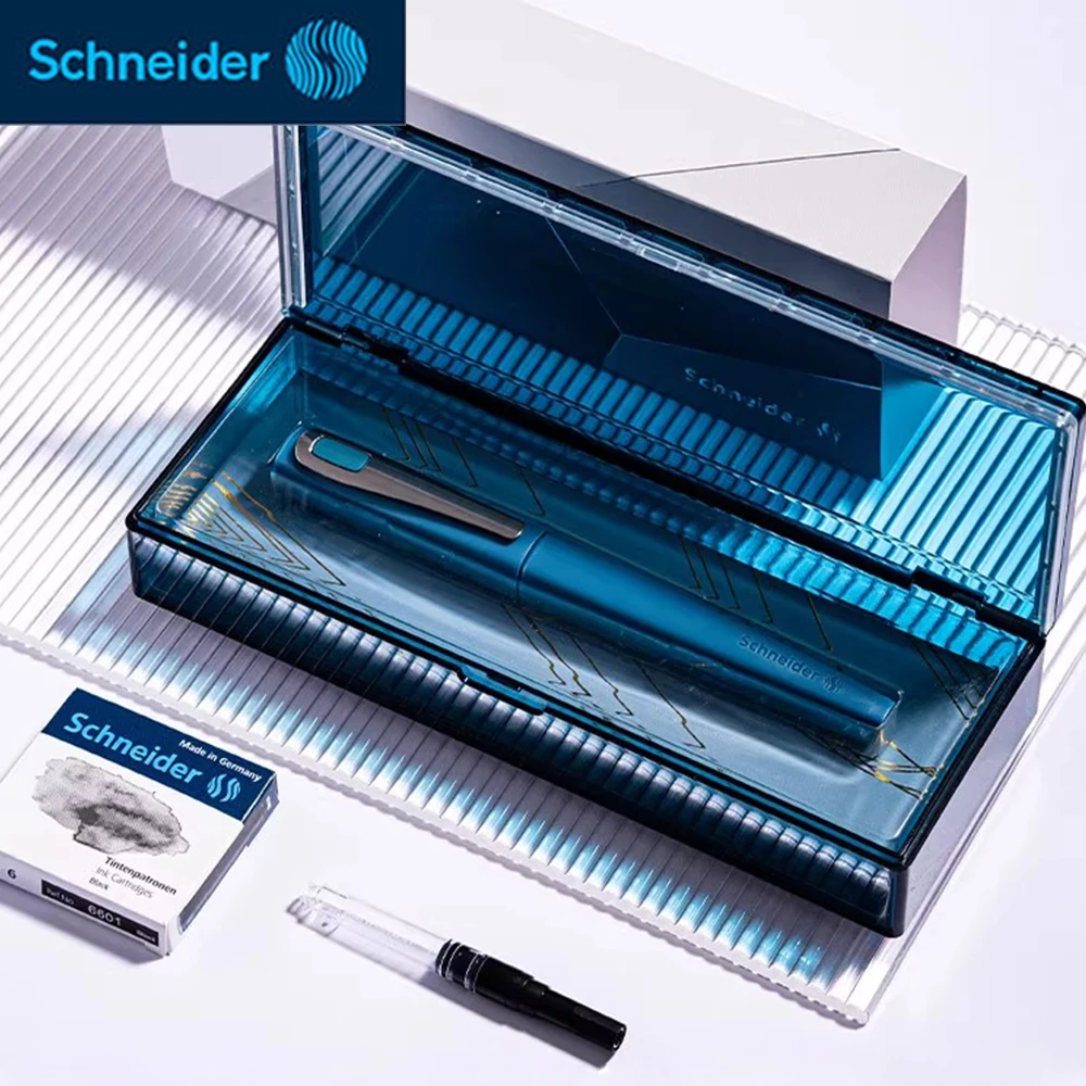 New Schneider Tomo Fountain Pen Gift Box Set for Writing Titanium Pen F Tip Including Ink Dispenser Business Office Supplies