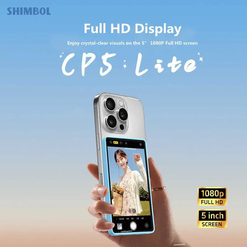 

SHIMBOL CP5 Lite 5" Vlog Selfie Phone Monitor Screen 1080P FHD Phone Rear Camera Selfie Monitor for IPhone 16 15 Samsung Phone