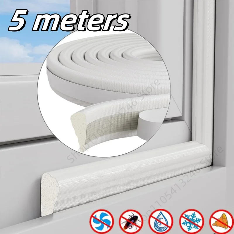 5M Self-adhesive New Door Window Sealing Strip PU Acoustic Foam Door Sealing Strip Soundproof Windproof Window Gap Filling Strip