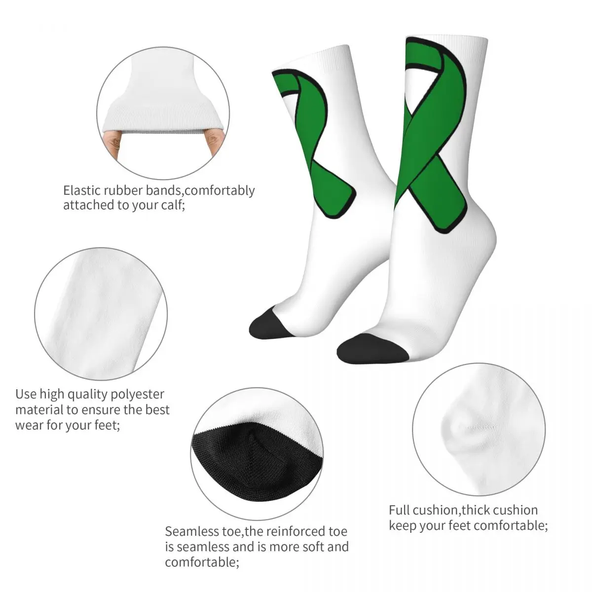 شريط للتوعية بسرطان الكبد 2 جوارب Harajuku جوارب عالية الجودة طوال الموسم جوارب طويلة هدية عيد ميلاد الرجل والمرأة #5