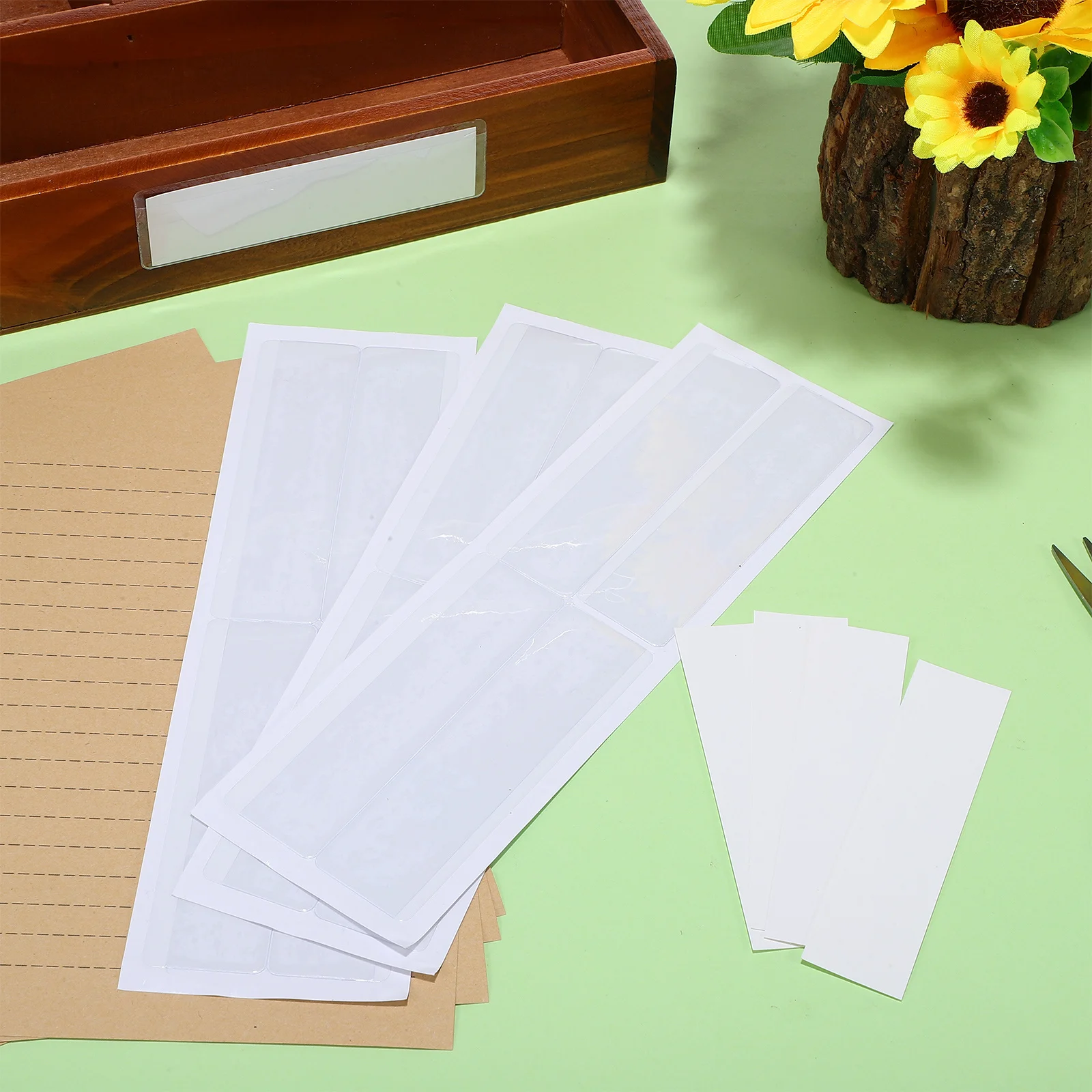 

1Set Adhesive Label Holders Clear Self Adhesive Pockets for Home Office Storage Boxes Files with Paper Refills Label Organizer