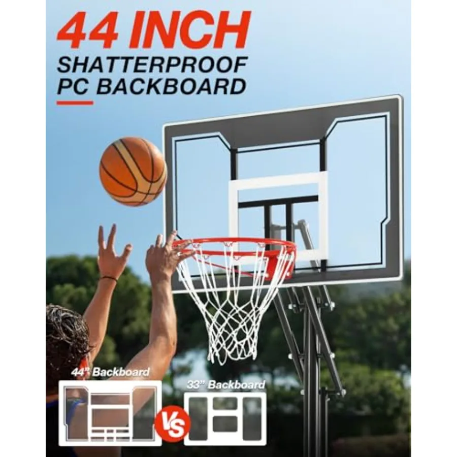 Höhenverstellbares Basketballkorbsystem für Jugendliche und Jugendliche. Tragbares Outdoor-Basketballtor mit 33, bruchsicherer Rückwand-ID