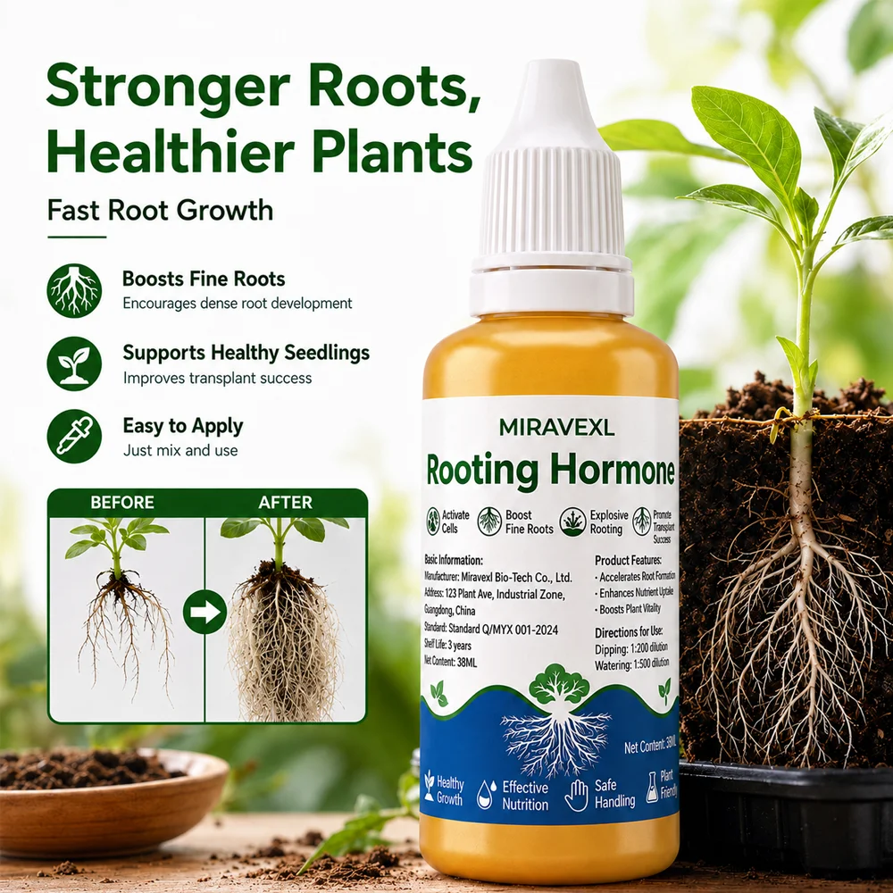 Promotor de Raíces Líquido Concentrado. Fertilizante y Hormona de Enraizamiento Essential Care para Suculentas, Árboles de Interior y Orquídeas Saludables.