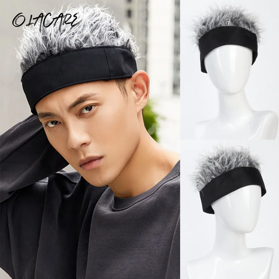 Unisex Beanie Wig Hat Synthetic Short Hair Caps Hip Hop Beanie Hat Spiked Fake Hair Hat Wigs Short Melon Headband Prop Headwear