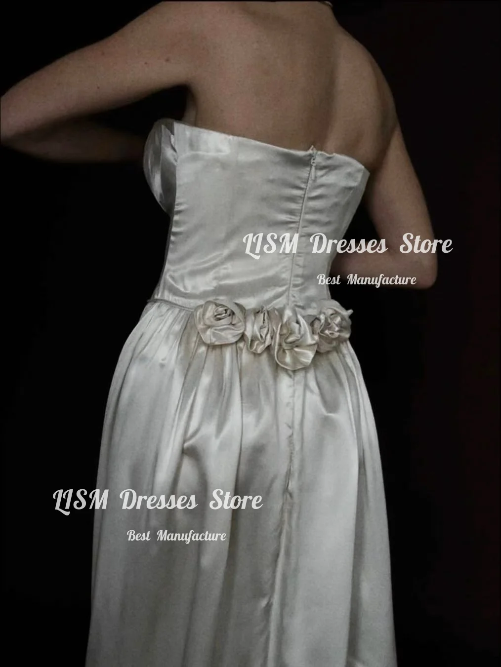 Lism Customized Charming Wedding Dress Sweetheart Pleated Ivory Satin Handmade Rose A-Line Bridal Gown Vestido De Novia 2026