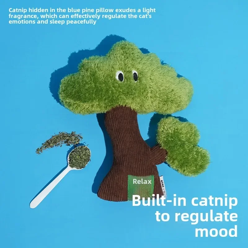 Zeze @ Catnip Toys for Cat Games, Self-Hi Kitten Grinding Teeth, Tree-Shaped Pillow, Teasing Toy, Premium Pet Supplies