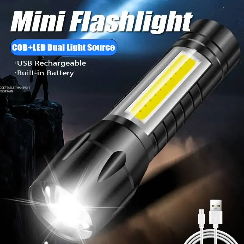 1/2/3/5 PCS Portable Rechargeable Zoom XPG LED Flashlight Mini COB Flash Light Torch Lantern 3 Lighting Modes Camping Lamp