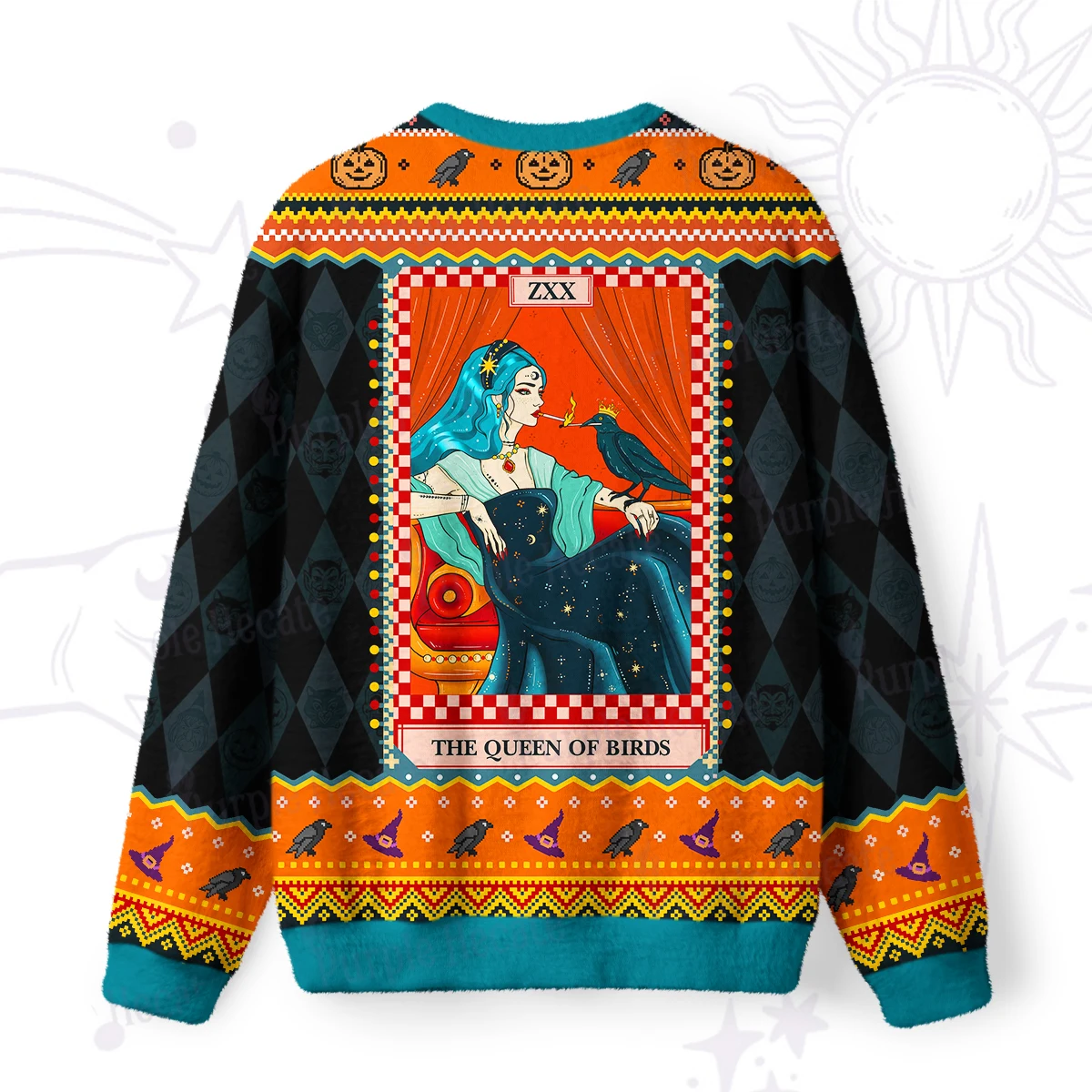 Y2K Women's Autumn and Winter Season Top, Home Casual Hoodie, Witch Print Loose Long Sleeved Hoodie S-XXXL Size
