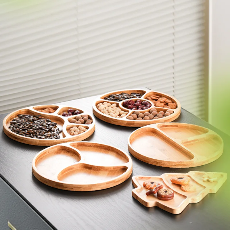 Serving Tray with 5 Grids,12 Inches Dessert Fruit Veggie Food Serve Plate Tray for Party, Family Dinner,Holiday and Home Warming