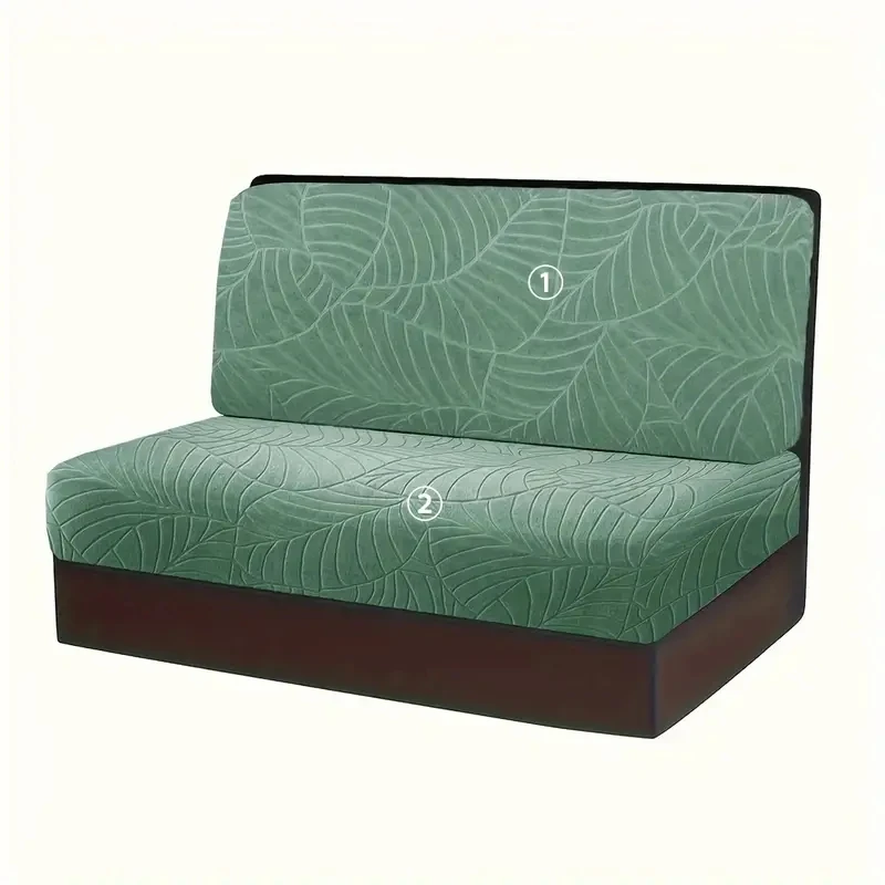 2 stks/set Bladeren Jacquard RV Dinette Kussenhoezen Elastische Armloze Bank Hoes Stretch Rv Camper Auto Bench Seat Cover