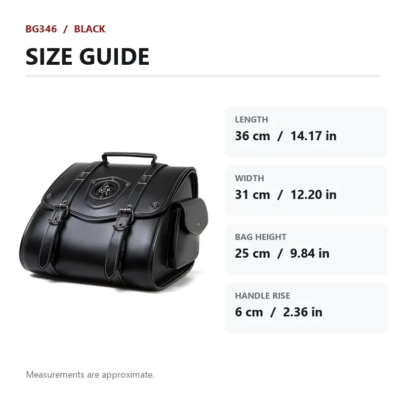 Vintage Motorcycle Saddle Bag Large Capacity Side Luggage Bag Retro Punk Outdoor Riding Storage Tool Bag with Buckle Straps